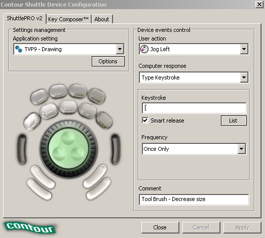 Shuttle PRO v2 jog wheel settings