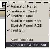 I open a new toolbar as shown